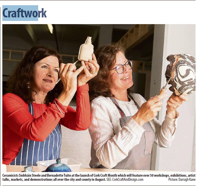 Delighted to see our launch photoshoot taken by @DKanePhoto in @irishexaminer today. Over 50 crafts events will take place all over Cork City and County in August for Cork Craft Month! #purecork