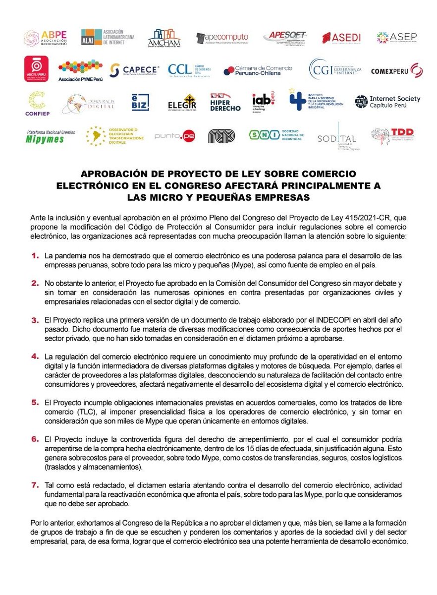 coyotegris's tweet photo. #Alerta .@congresoperu busca poner en debate en el pleno la #LeyLuna (aka Ley sobre Comercio Electronico) q afectara (fundamentalmente) a pymes en relacion a regulaciones sobre #ecommerce <- regular mal es dañino contra el ecosistema digital <- #PeruDigital #Prensa https://t.co/sB1SN862A6
