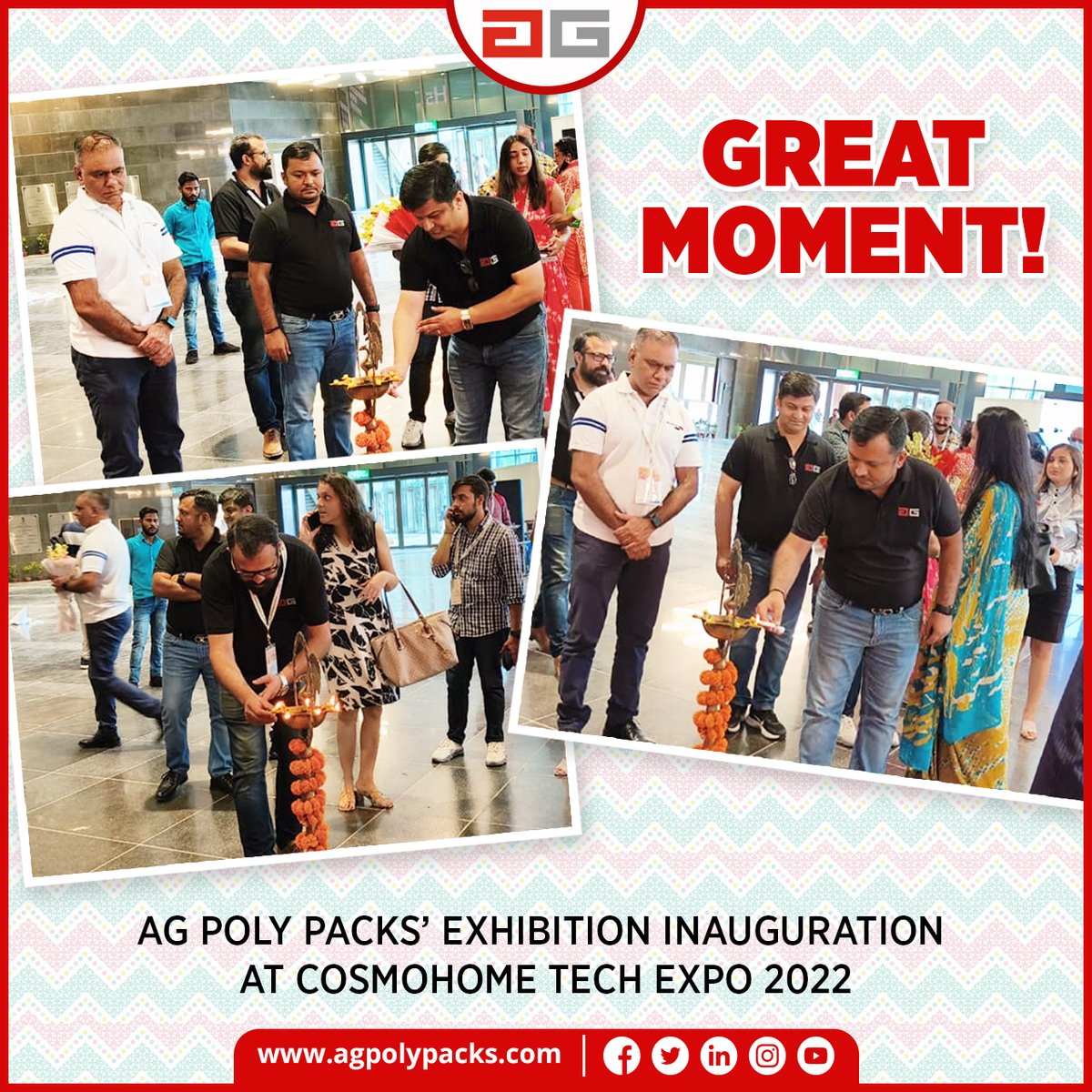 ag_packs's tweet image. Excitement and exuberance filled the air at the auspicious inauguration of the #AGPolyPacks exhibition at #CosmohomeTech #Expo on  July 14, 2022 @ Pragati Maidan, Delhi. Meet us at Stall No. 61 in Hall No. H4 #CosmoHomeTechExpo2022 #CHTExpo2022 #TradeShowPragatiMaidan #DelhiExpo