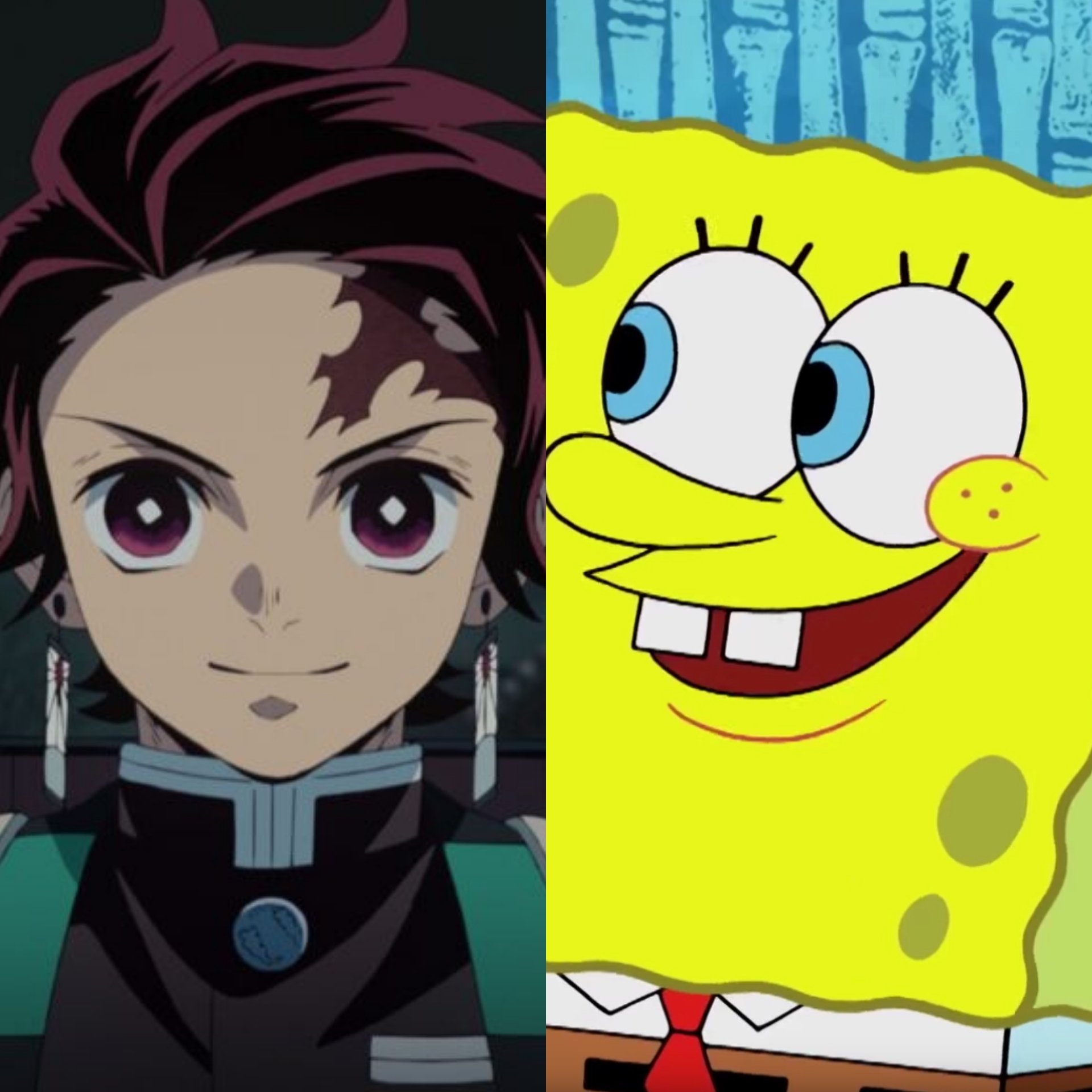 Happy Birthday to Tanjiro (voiced by and Spongebob Squarepants (voiced by 