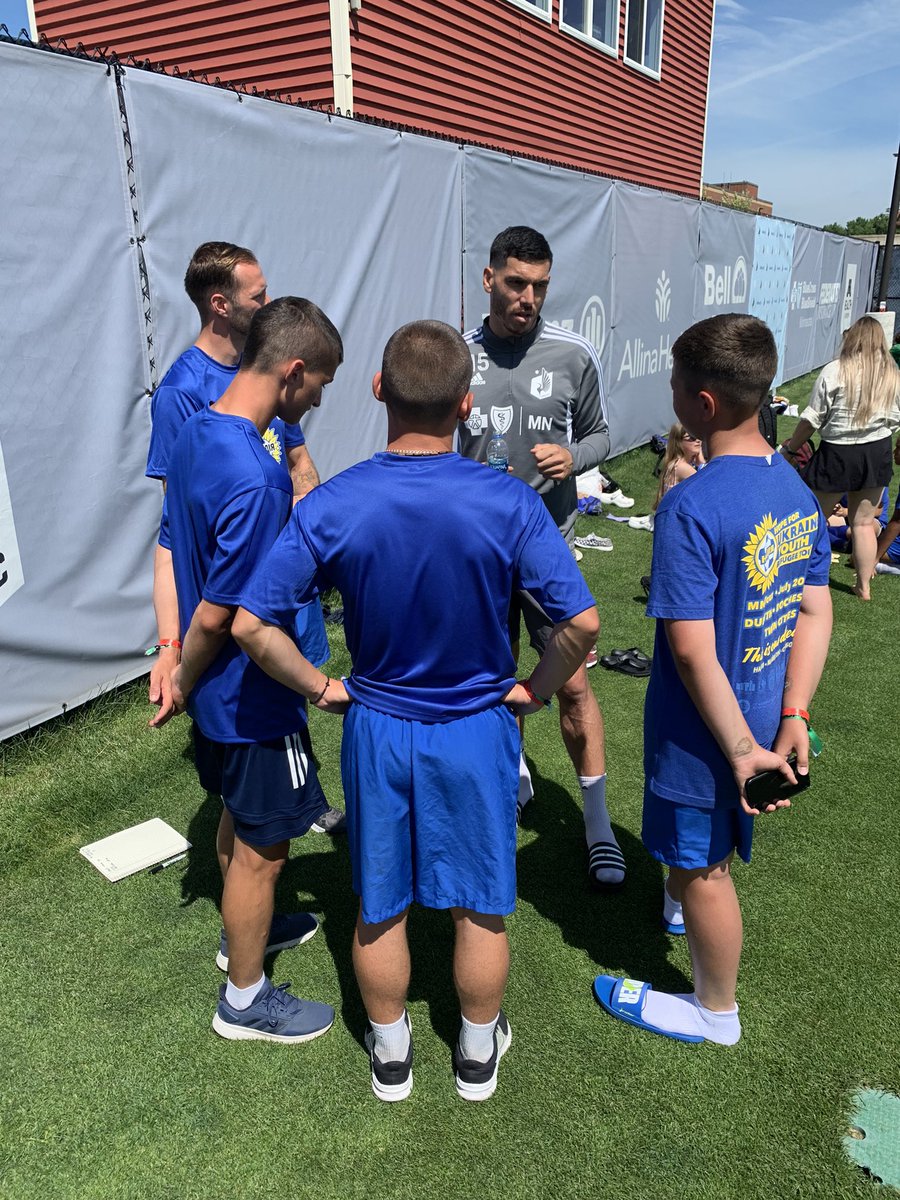 durkeee's tweet photo. Pretty incredible experience today. We are honored to host the U14 &amp; U16 Ukrainian youth teams to watch @MNUFC training, take photos, autographs and most importantly to ask the pros for advice on how to be a professional. https://t.co/TSD6VSS1dF