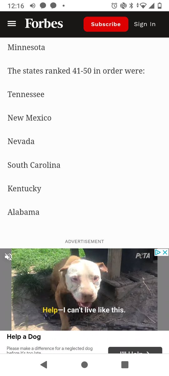 Mariafourdogs4's tweet photo. @SenTomCotton That's pretty humorous.  Forbes, that bastion of liberalness - NOT - ranks red states as the WORST in this country.  It shows too.
But everyone knows this already.  
Below are the ten worst. https://t.co/LXJCZkZBbI