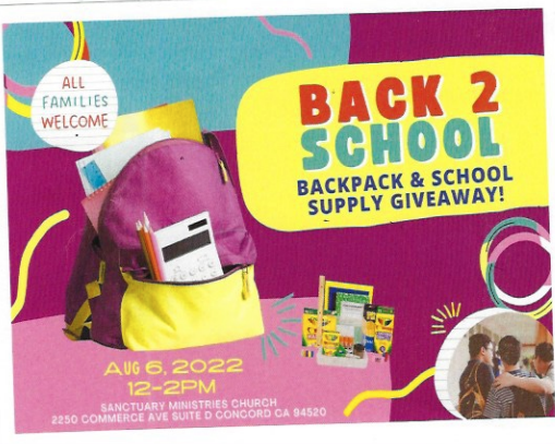 MtDiabloUSD's tweet photo. Back 2 School Backpack and School Supply Giveaway from noon to 2 p.m. Aug. 6 in Concord. https://t.co/5PyQufccrP
