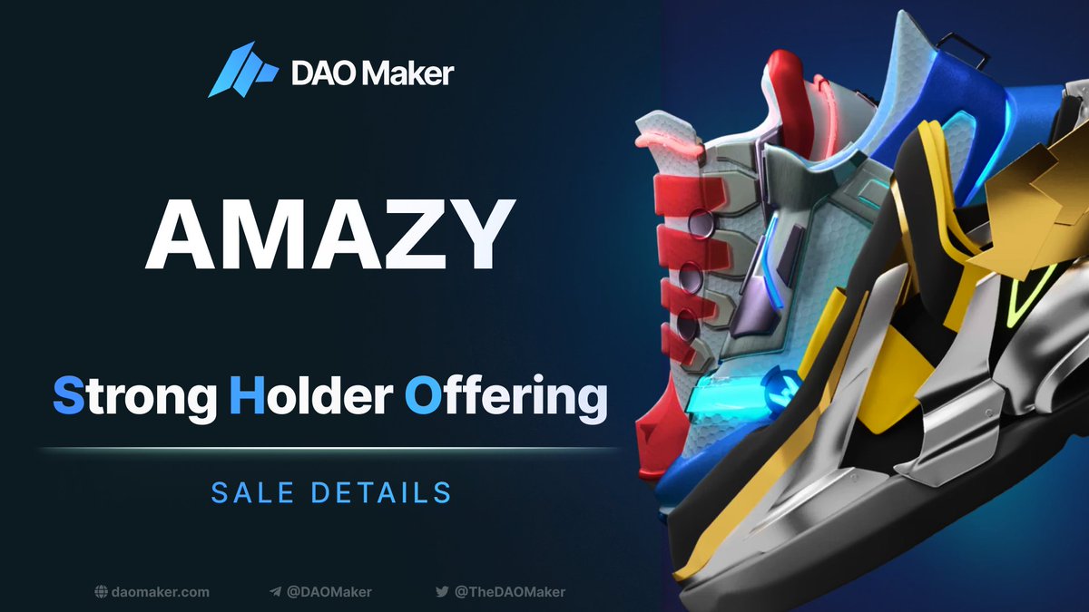 SHO: <a href="/amazyio/">AMAZY</a>  

Amazy is a multi-product web3 platform: #move2earn, SocialFi and GameFi.

Read full Thread🧵👇🏻

$DAO Round:

Registrations Started!
Deadline: 16. 07. 19:00 UTC
Results: 17. 07. 18:00 UTC
Raise: $250,000
Ticket Size: $100

Join DAO Pad: daomaker.com

1/