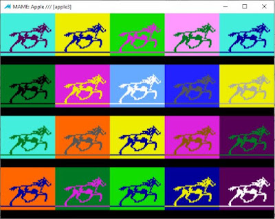 Someone disassembled and recreated an Apple /// demo that I wrote in early 1980, the colorful "Running Horses" demo that was used as part of the launch.  It used images originally created by Eadweard Muybridge in 1878.

robjapple.blogspot.com/2020/05/apple-…