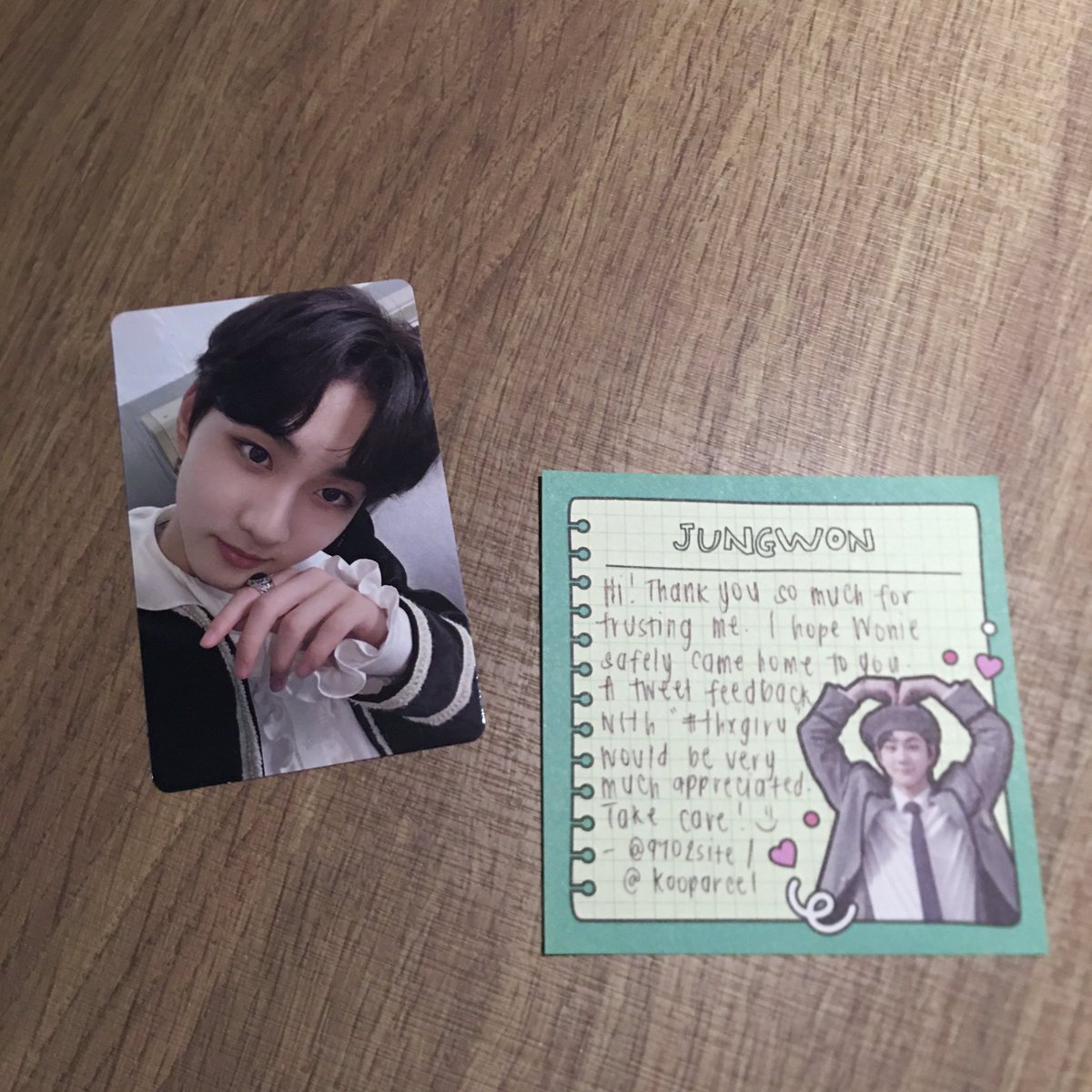 bbhmrk's tweet photo. one of jungwon’s prettiest pc came home 🤍 tysm! #thxgiru #laramails https://t.co/K7ry6kqeLr
