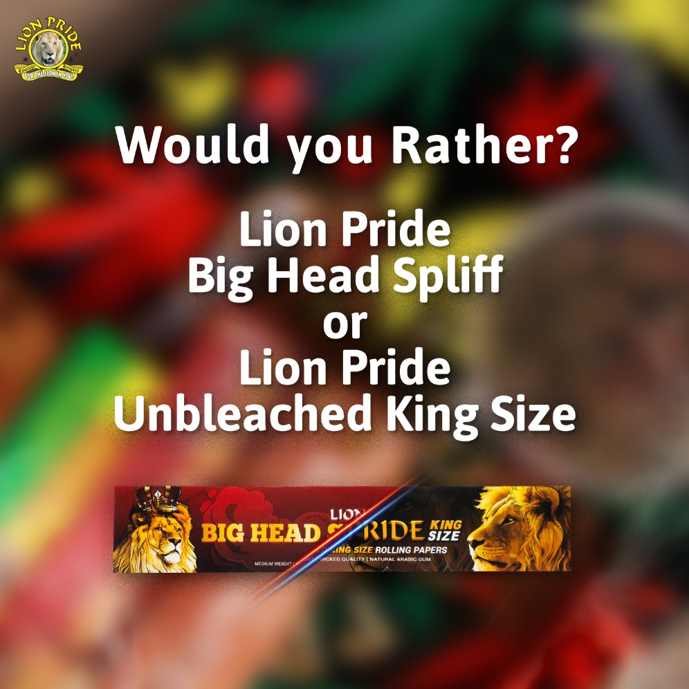 LionPrideJa's tweet photo. Tell us in the comments below‼️
Would you Rather smoke Lion Pride Big Head Spliff or Lion Pride or Lion Pride Unbleached King Size ❓
#LionPrideJa #LionPride🦁 #wouldyourather #jamaica https://t.co/k4KNxvh6fi