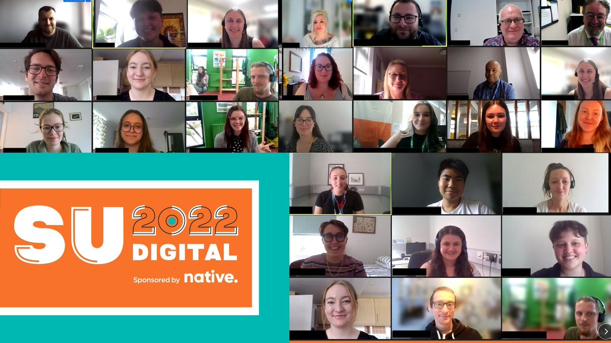 Lot's of smiling faces as we bring day 4 to a close! Thank you to today's contributors and delegates for making another day of SU22 Digital possible.

We hope to meet you in person at SU22 Communities of Practice in Coventry on 8th and 9th August!

studentsunions.co.uk

#SU22