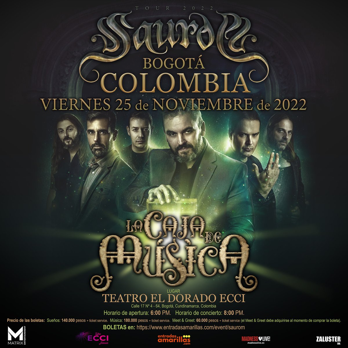 SauromOficial's tweet photo. SAUROM en BOGOTÁ (Colombia)
Sábado 25 de noviembre / Teatro Ecci
*Venta de boletas YA disponible: https://t.co/sqFPc7iVjp
*Permitida la entrada a mayores de 9 años.
*Consultas o dudas en la venta 3176403559 (solo wp).
#Saurom @TeatroEcci #matrixentertainment #zaluster https://t.co/nCJ8uFi5q2