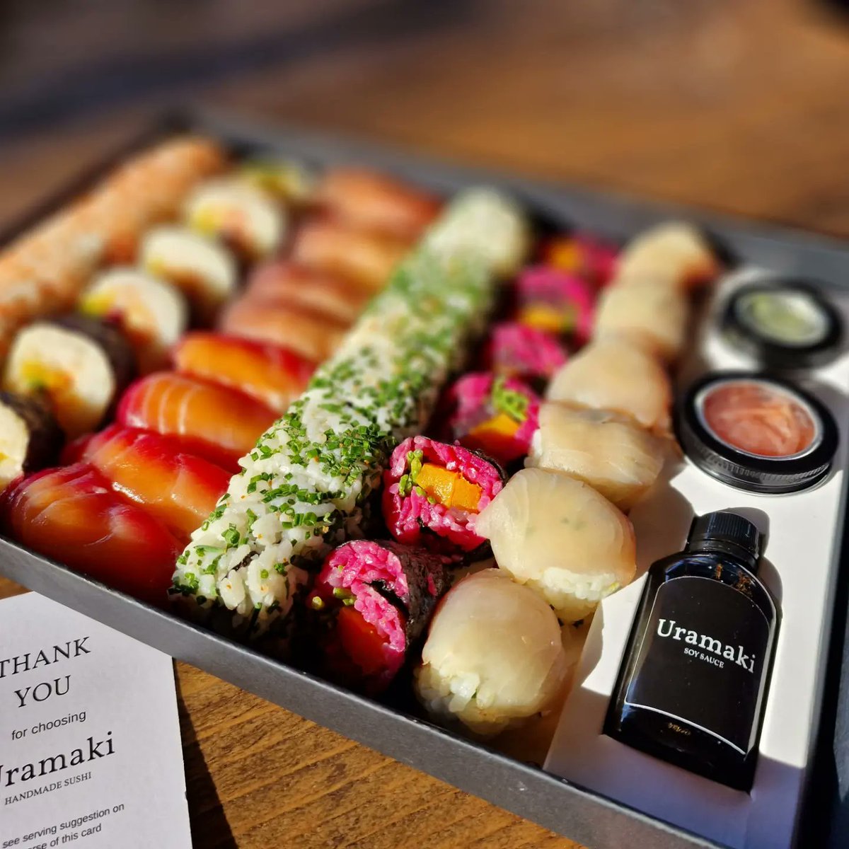 IOShenknives's tweet photo. Wow wow wow!!! Had a gift box arrive from @uramakisushiuk 
This is above and beyond amazing! Never had anything like it in this country!! This is next level sushi!! https://t.co/CgiGYVdqfo