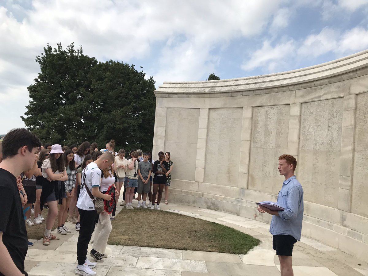 DurhamJohnston's tweet photo. (1/3) Our final #DJBattlefields22 visits were to the Passchendaele museum, where amongst other things we experienced recreated trenches and dugouts, and Tyne Cot, which is the largest @CWGC cemetery in the world. We laid wreaths at the names of some more of our Old Boys... https://t.co/PneoC1RbUT