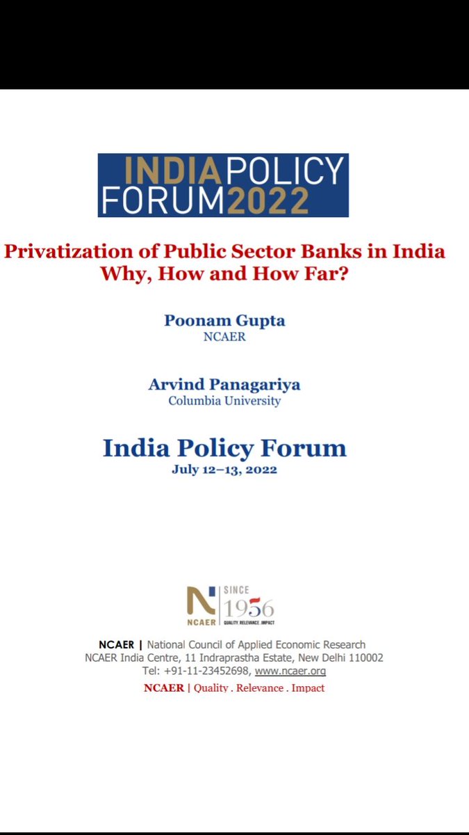 iSourabhMishra's tweet photo. Hey @ncaer
On what basis you have admitted a biased report from #PoonamGupta and #ArvindPanagariya 🤔🤔
How one can accept comparison on favorable points only and forget social fabric in our economy wrt Banking ??? #IPF2022 https://t.co/g0xZ0sgNK7