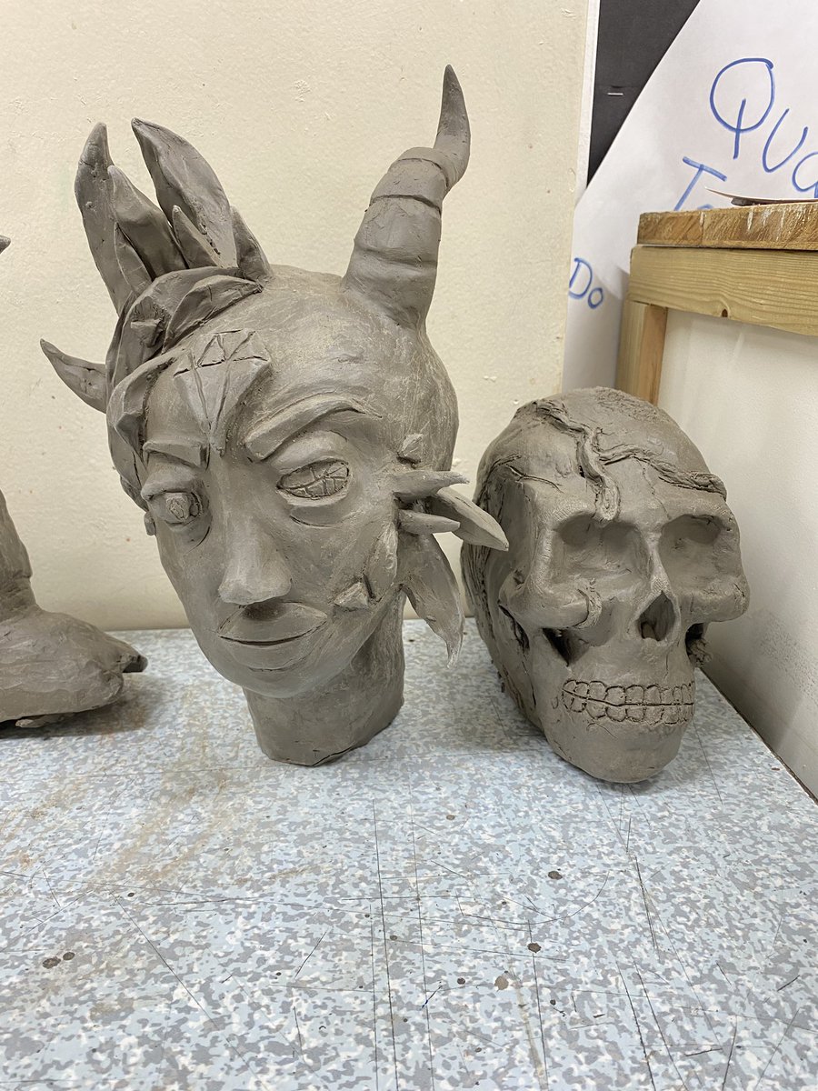 AnnaWatmough's tweet photo. Year 10 have made some amazing clay heads over the last few weeks! Can’t wait to see how they turn out once they’re glazed @AcademyCromer https://t.co/059J9lEiqQ