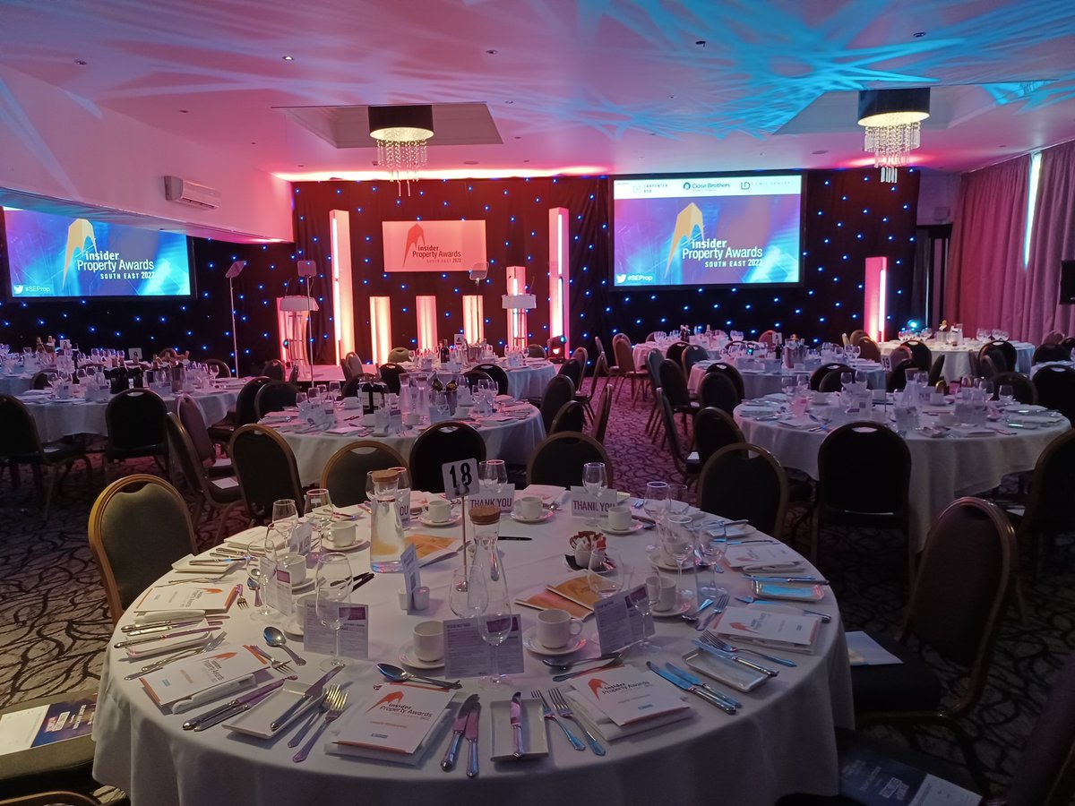 Insiderseast's tweet photo. Who's coming to Insider's South East Property Awards tonight? The room is ready for your arrival #SEProp https://t.co/688hR66Cat