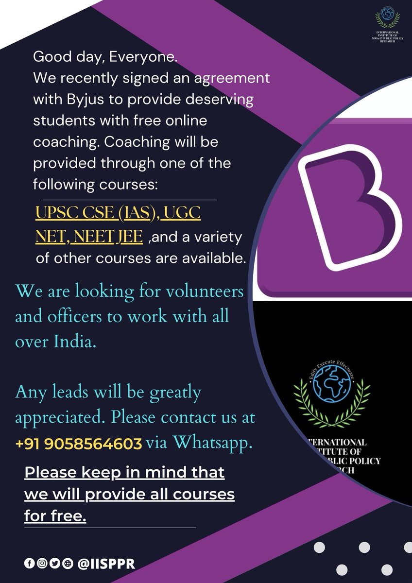 iispp_research's tweet photo. #iisppr #UPSC #IAS #NEET #UGC #NET #JEE #BYJUS #freeeducation https://t.co/0VRmbZxUeo