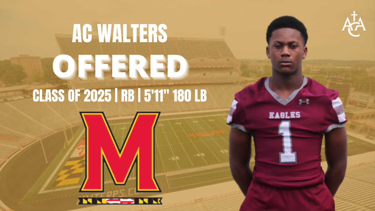 ACA Football (@acaeaglesfball) on Twitter photo Congrats to AC Walters (Class of 2025) on his offer to play football at Maryland! <a href="/ac_walters1/">AC Walters</a> <a href="/lancethompson_/">Lance Thompson</a> <a href="/TerpsFootball/">Maryland Football</a> #acafootball Congrats to AC Walters (Class of 2025) on his offer to play football at Maryland! <a href="/ac_walters1/">AC Walters</a> <a href="/lancethompson_/">Lance Thompson</a> <a href="/TerpsFootball/">Maryland Football</a> #acafootball