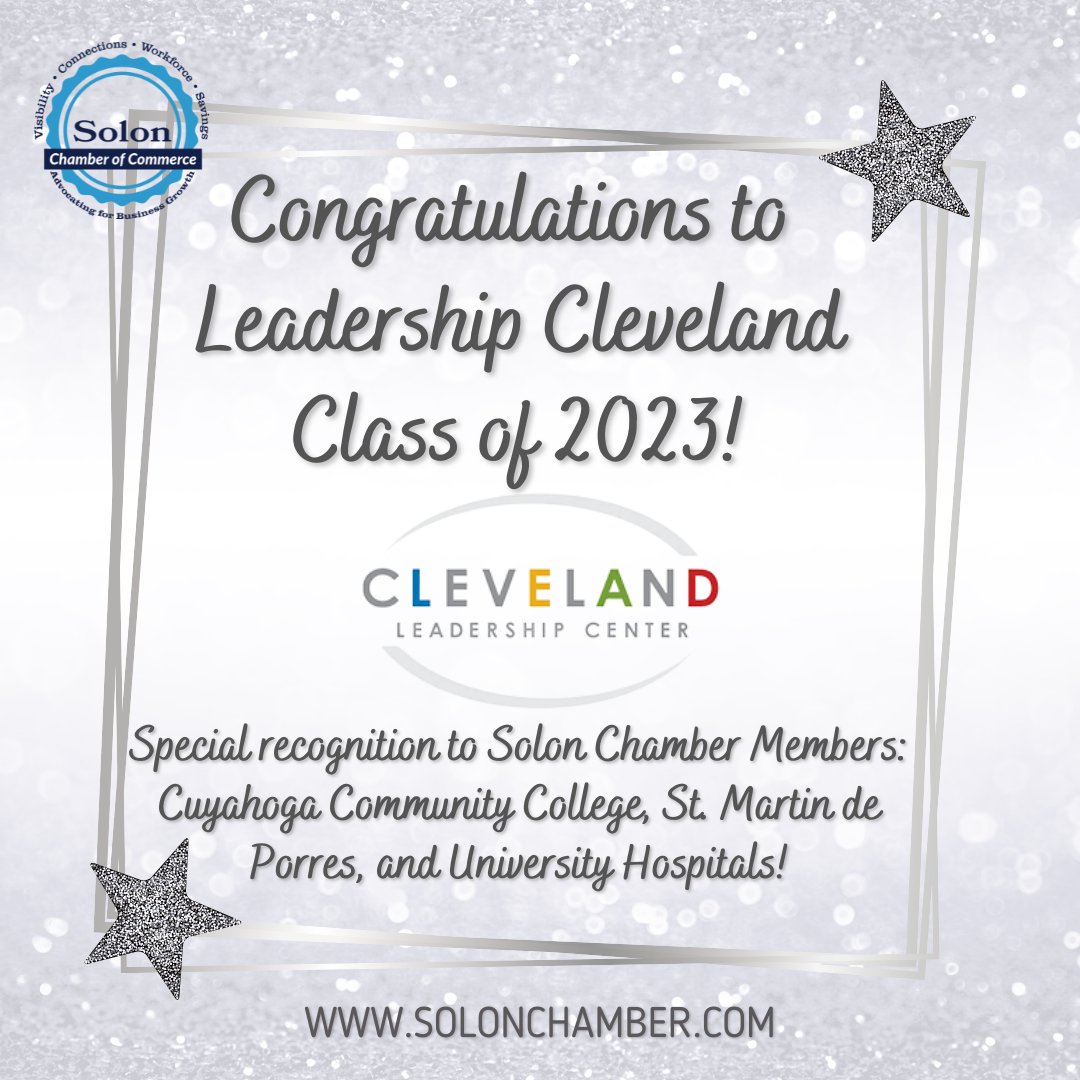 SolonChamberOH's tweet photo. Congratulations to Leadership Cleveland (@cleveleads) Class of 2023! A special shoutout to our Solon Chamber graduates; @TriCedu, St. Martin de Porres, and @UHhospitals! #solonchamber #leadershipcleveland #cleveland #tric #universityhospitals https://t.co/2y5GAT9YWv