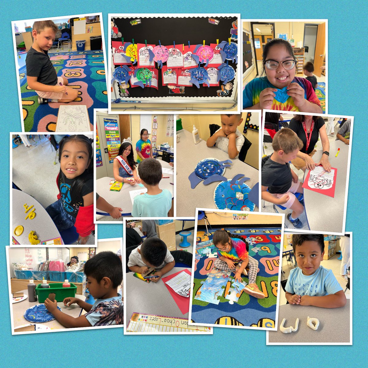 mrs_portelli's tweet photo. We are Thankful for Thursday-@BridgeofBooks brought Miss New Jersey to visit us, We continued our beach study with our Rainbow Fish 🐟 project and 🦀 writing and even learned a new sight word “am”!  We are working hard in @rbbsummer learning! @rbpsEAGLES #RBBisBIA https://t.co/bcDpjYZseX