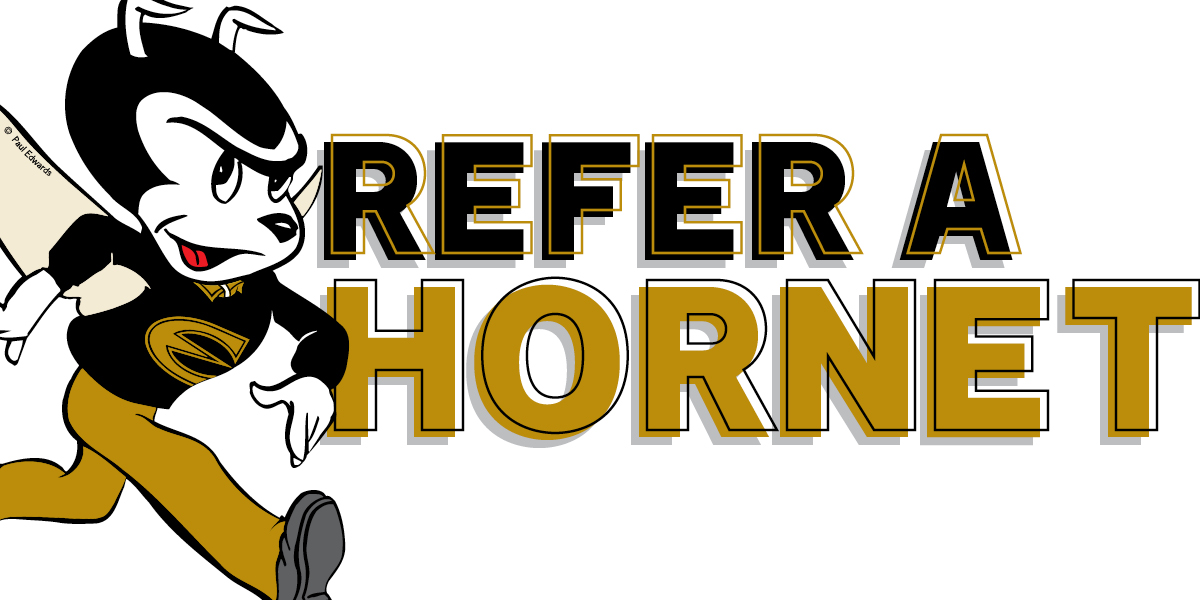 When you refer a potential domestic, undergrad student before Aug. 19 and they enroll for the fall 2022 semester, you + the person you referred will be entered to win scholarships + prizes from ESU and <a href="/ETownMainStreet/">Emporia Main Street</a> 🤩 
Refer a Hornet today at emporia.edu/referahornet!