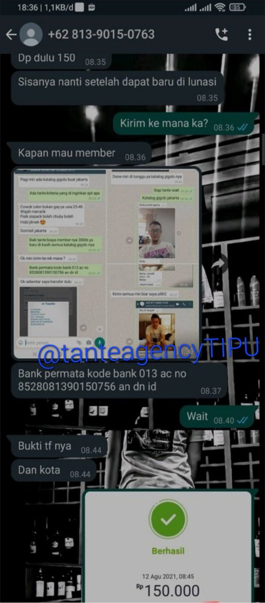 TnteTrustedTIPU's tweet photo. ⚠️ Ati2 si @tanteagency ini Tukang Tipuu⚠️cocokin aj no nya 081390150763..AWAL2 DIMINTA TRSFER MEMBER 300RB TRS STLH TRSFER MEMBER DIBILANG AD TANTE2 YG MAU BOOK TP MESTI TRSFER LG 40-50% DR FEE YG D KSH TANTE misal dpt 2.5JT diminta TRSFER 40% NYA 1JT..stlh Trsfer lalu diBLOKIR! https://t.co/D3feqpgcyD