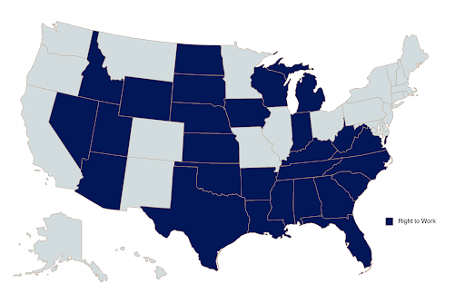 UBCJA_Official's tweet photo. 27 States have a so-called “right-to-work” law, which takes aim at unions and makes it easier to deny workers proper compensation and protections. This is a fight happening RIGHT NOW – we must reject right-to-work and make sure our elected officials do the same. https://t.co/cpwj9HbbDU