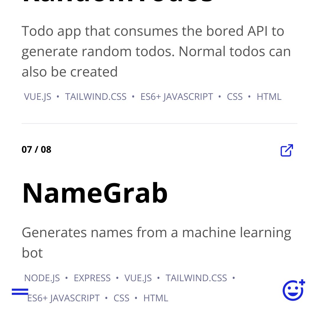 amdonaldk's tweet photo. What's new in v8.17.0 of my personal website? 🚀

💯 UX changes:
1️⃣ Added home link to menu for easier access 
2️⃣ Aligned side menu and feedback icons for better access

#javascript #opensource #programming #codenewbie  #100daysofcode #vuejs https://t.co/x3Fx5BtV6y