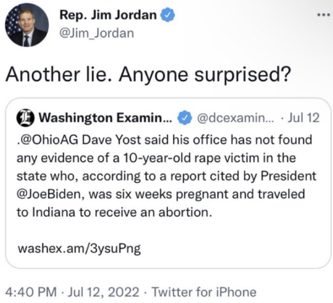 We know that Gym Jordan is a terrible human being and an insurrectionist, but this is beyond belief. He flatly asserted that a 10yo rape victim from his state wasn't actually raped. Fortunately, the pedophile has been caught. #OneV1 #ResistanceUnited #wtpBLUE #DemVoice1