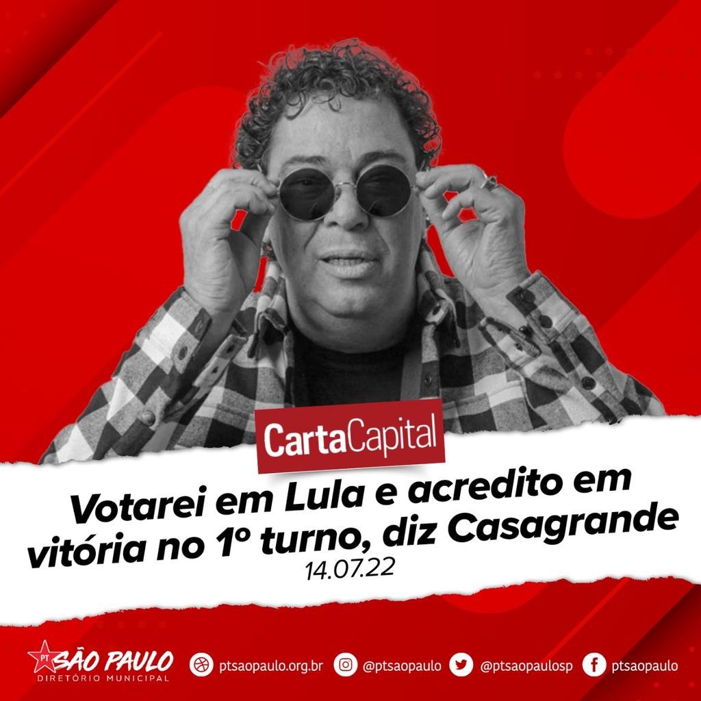 'Votarei em @LulaOficial e acredito em vitória no 1 turno', diz @wcasagrandejr ❣💖💫