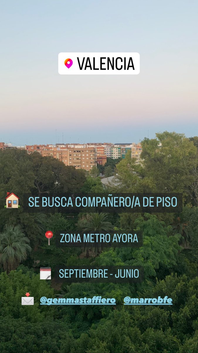 MarRobles_'s tweet photo. Se busca compañero/a de piso en Valencia. Zona del metro de Ayora.
Piso reformado.
📩Interesados/as MD 
#Valencia #piso #pisovalencia https://t.co/hwjd7FsXFA