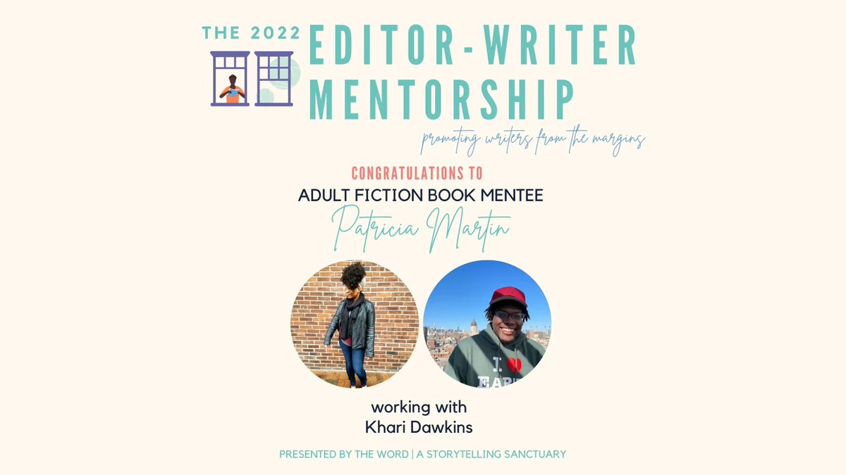wordisdiversity's tweet photo. For adult fiction, Patricia Martin @Patriciamwrites is paired w/ Khari Dawkins of @doubledaybooks! 

Patricia Martin (she/they) writes QTPOC-focused contemporary fiction that thoughtfully promotes diverse experiences and authentic voices.

#2022editorwritermentorship https://t.co/9hnSv2ZkAM