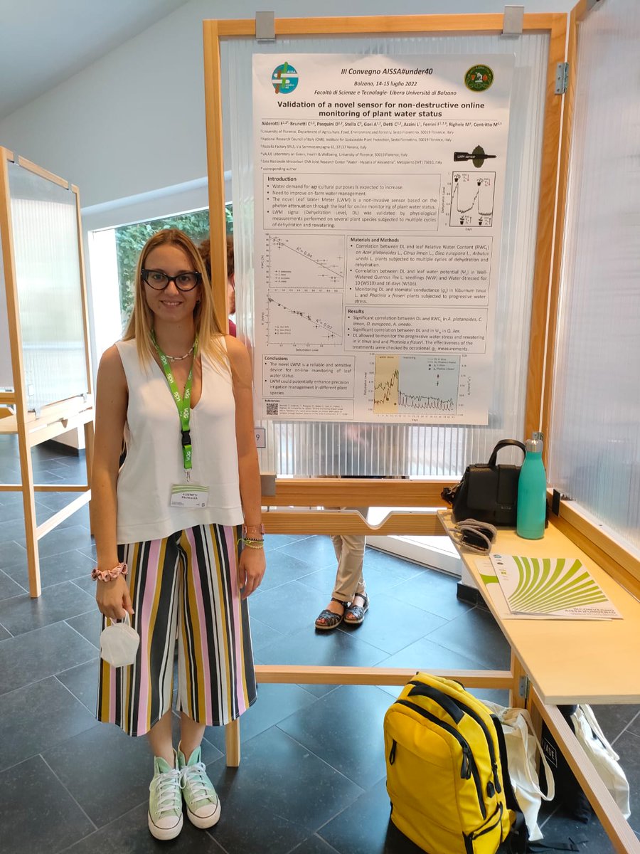 FrancescaAlder3's tweet photo. Presenting my poster at #AISSAUNDER40 conference 🤓
“Validation of a novel sensor for non-destructive online
monitoring of plant water status"
@CeciliaBrunett2 @Anto_gori @CassandraDetti #Lab51 #unifi https://t.co/rBP7Y2gQqe