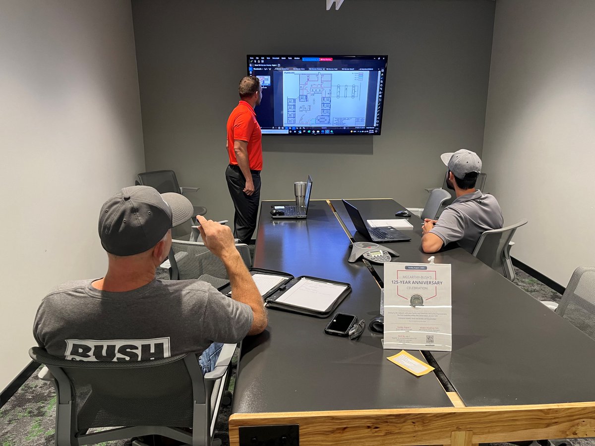 One of many meetings that takes place before a new project kicks off is between project engineers, project managers and superintendents. Today, the team is discussing strategy for an office renovation! #inspireteamwork #dotherightthing