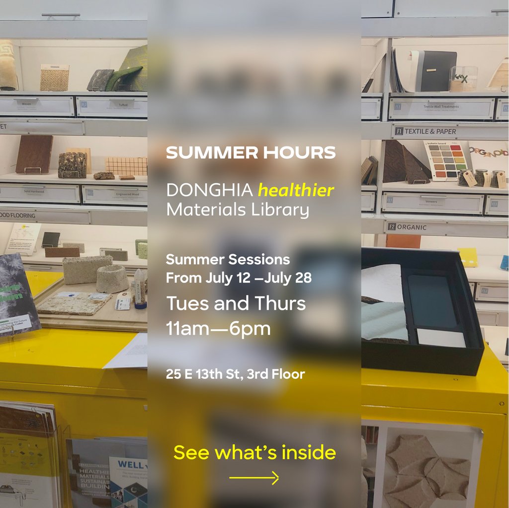 parsons_HML's tweet photo. For the month of July on Tuesdays and Thursdays, the Donghia healthier Materials Library will continue to be open from 11am-6pm. #textiles #wood #glass #biomaterials #ceramics #materialslibrary #materialsamples 
@Thenewschool @parsonsdesign
https://t.co/dRlvfeHO6q https://t.co/sgjjRuf2Un