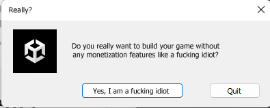 OndrejTrhon's tweet photo. Wow guys, this is what @unity asked me today! 🤔
#unity #madewithunity #fuckingidiots #unity2d #unity #indiedev #gamedev #indiegamedev https://t.co/hDya3EAWje