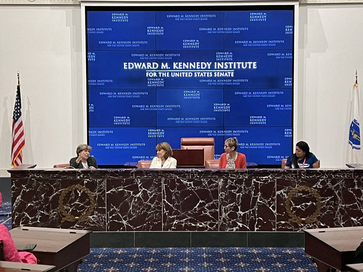 Our international convention delegation and <a href="/rweingarten/">Randi Weingarten 🇺🇸❌👑💪🏿👩‍🎓🟣🇺🇦</a> are at the <a href="/EMKInstitute/">Edward M. Kennedy Institute for the U.S. Senate</a> with <a href="/shopgood/">shopgood</a>, <a href="/JessJTang/">Jessica Tang @jessjtang.bsky.social</a> and others to talk about the issues facing democracy at home and abroad. #IAmAFT #ReclaimOurFuture
