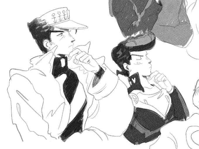 #jjba

+ there were also yoin &amp; avdol and trish &amp; bruno duos doing this "children copy their parent fugures" trend but nvm its old anyway 