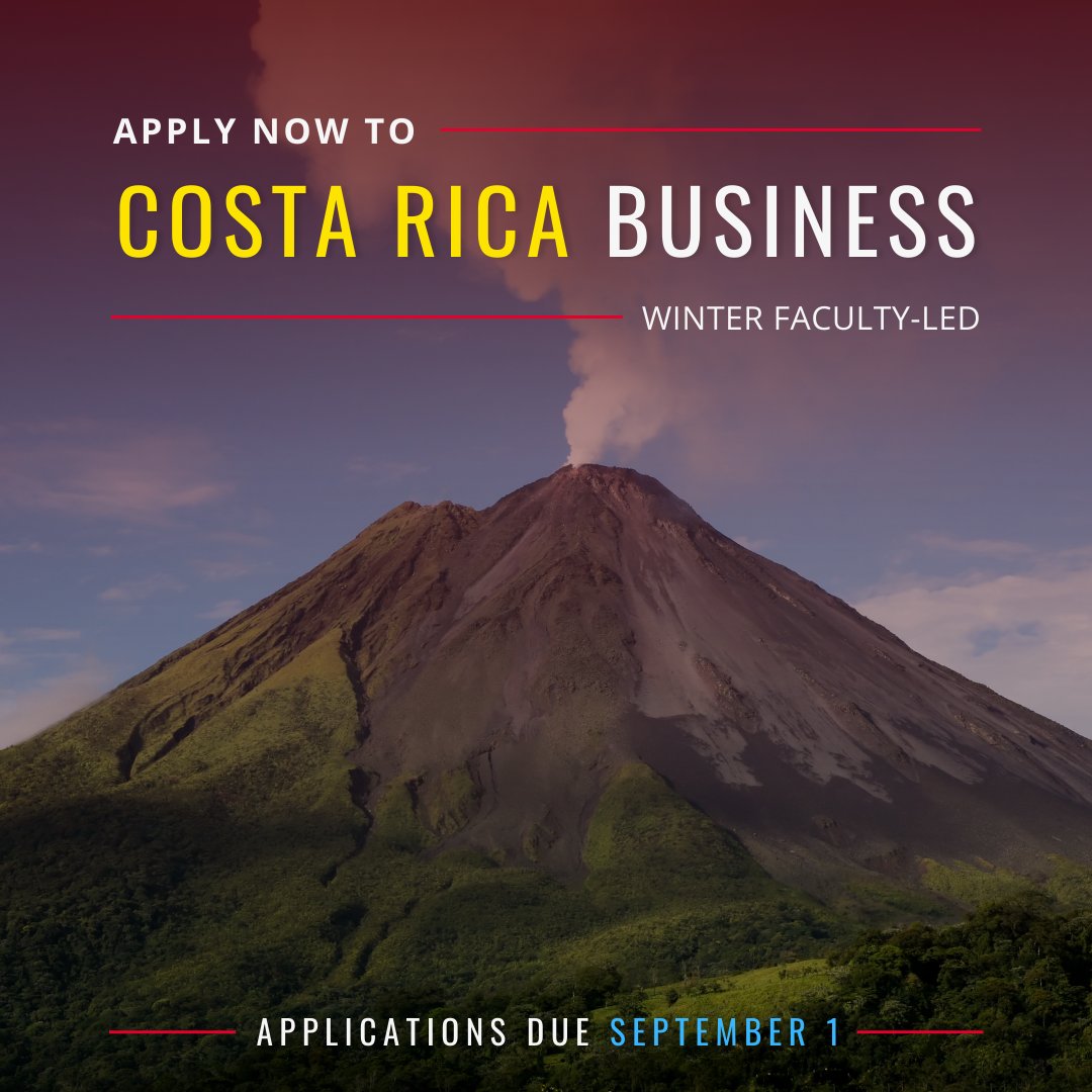 MaysCIBS's tweet photo. Applications are open for the Costa Rica Business winter 2023 faculty-led program! Learn more about the program and submit your application by September 1 at https://t.co/OPfEfrXlcI.

#maysabroad #goglobalwithmays https://t.co/xoAWBmzALn