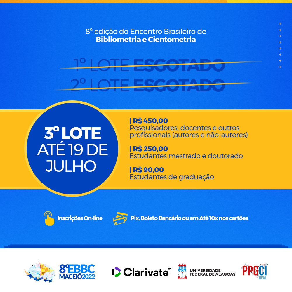 EventoEbbc's tweet photo. Ainda dá tempo!
3° lote disponível até 19 de julho. Vem pra cá!
#EBBC8 #EBBCMaceio #EBBC2022 https://t.co/a3PQ1YuuWk