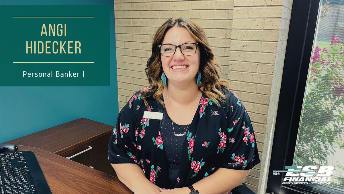 FinancialEsb's tweet photo. For this week's #TeamMemberThursday we're proud to feature Angi Hidecker! Angi started with Team ESB last November and currently is a personal banker at our Merchant Street Bank. She grew up in Emporia and enjoys being involved in the community. #esbfinancial #emporiaks https://t.co/GcBPIeEMsb