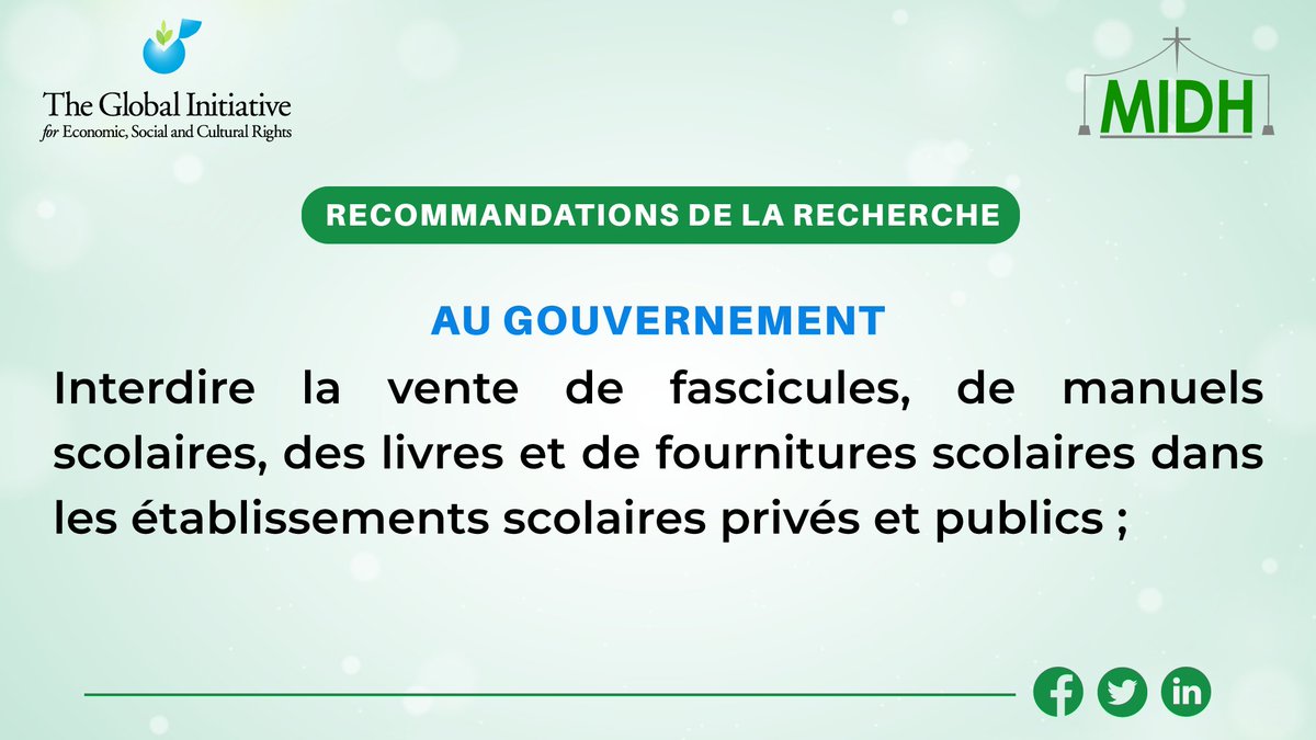 Une recommandation au Gouvernement Ivoirien, issue de la #recherche sur l’impact de la #privatisation et de la #marchandisation de l’#Éducation sur le droit à l’Éducation en Côte d’Ivoire au regard des principes d’#Abidjan.
 #refpe