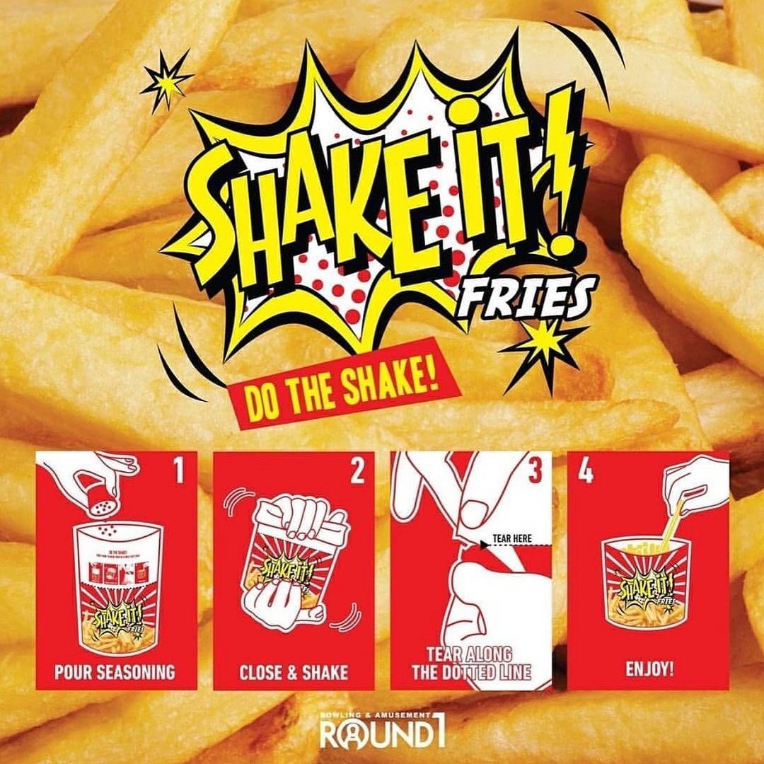 Round1USA's tweet photo. Come and try our Shake IT! Fries!Β β¬
οΈ Swipe left to see how to "Do the Shake!" π€ so you're ready for your next Round1 tripβ¨ NEW FLAVORS: BBQ and Sour Cream & Onion
β
β#round1usa #round1arcade #fryyay #shakeitfries #fries #foodie #friesforlife #foodlover #frylover #friesfordays https://t.co/Hh3mUt8UUR