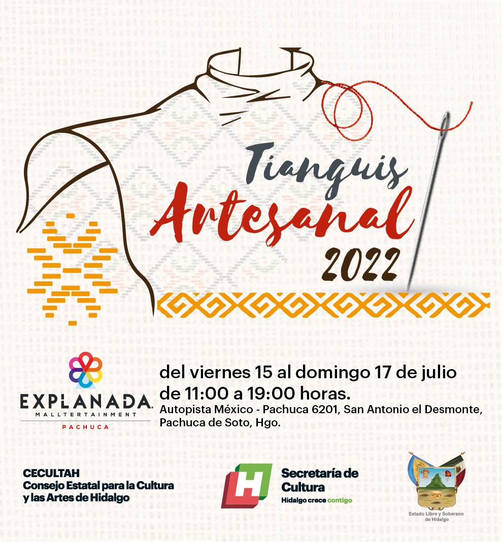 CulturaHidalgo's tweet photo. 🧑‍🎨| Este fin de semana del 15 al 17 de julio,  te invitamos de 11:00 a 19:00 hrs. al #TianguisArtesanal ubicado en @ExplanadaPAC, donde encontrarás cestería, alfarería y textiles de los municipios de Hidalgo.

¡Te esperamos este viernes, sábado y domingo! 🥳 https://t.co/j9Sxk2kdNc