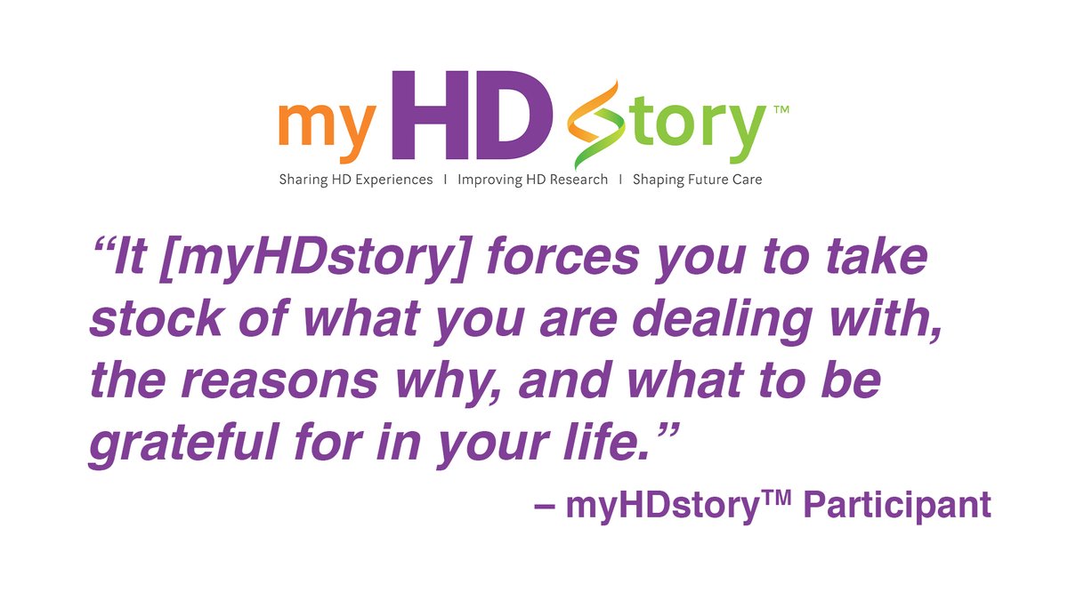 Introducing a new research approach!
<a href="/myHDstory/">myHDstory®</a> is an online platform for learning what #HD patients experience in their own words!

Register: myHDstory.org 
Learn more: bit.ly/3FuH1oS

Make your voice heard!