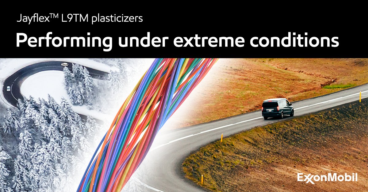 XOM_Chemical's tweet photo. Enabling car electronics to fully perform under extreme temperatures? Selecting the right plasticizer for flexible PVC-made cables matters. Read the case study: https://t.co/VOrXPhR3yR
#pvc #plasticizer #wiresandcables #flexiblepvc https://t.co/pDqteRwf65