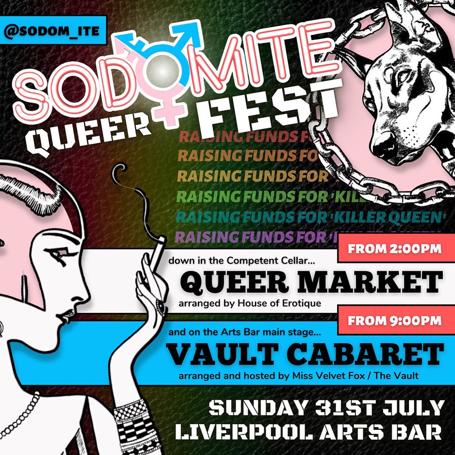 You are invited to QUEER FEST down in the <a href="/CompProds/">COMPETENT Productions</a> cellar &amp; <a href="/livartsbar/">Liverpool Arts Bar</a> on Sunday 31st July 🥳🍾 

Raising funds for Killer Queen &amp; Sodomite Queer Arts: gofund.me/aa14cbf3