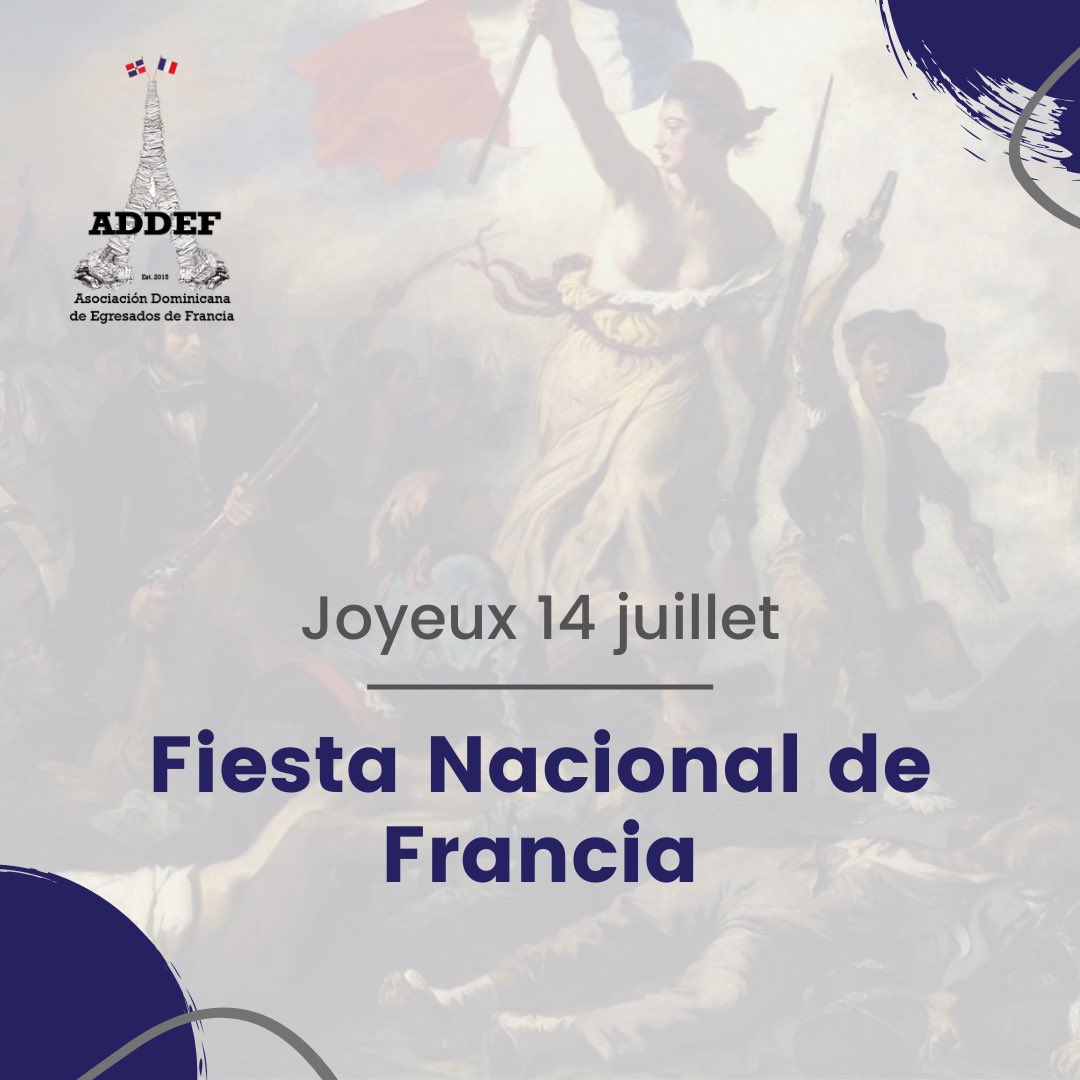 gabrielabeltre's tweet photo. Hoy se conmemora la Toma de la Bastilla, que puso fin al Antiguo Régimen y abrió paso a la Revolución Francesa que enarbolara los postulados de libertad, igualdad y fraternidad. ¡Desde la @addef_rd celebramos con el pueblo francés el día de su fiesta nacional! #ADDEF https://t.co/Pkn7JH5LVr