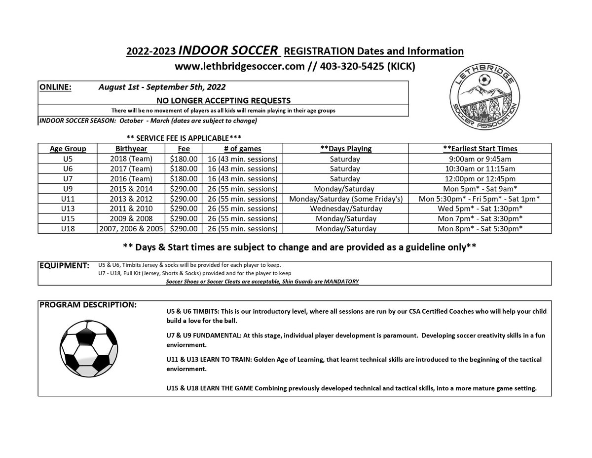 Here is information for our upcoming 2022-2023 Indoor House League program.