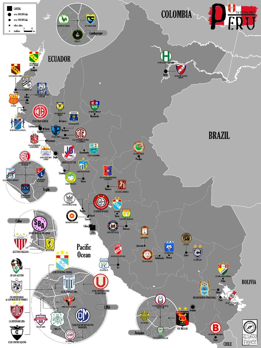 RiccardoDAgnese's tweet photo. 🇵🇪Mappa della geografia calcistica del Perù realizzata da me 🇵🇪

All the best teams of Peru, from Liga 1, Segunda División and Copa Perù. 

#Peru #copaperu #LIGA1BETSSONXGOLPERU #ligaperu #map #footballmap #geography #fútbolmap #Lima #AlianzaLima #sportingcristal #Conmebol https://t.co/TM2CHBJEtI