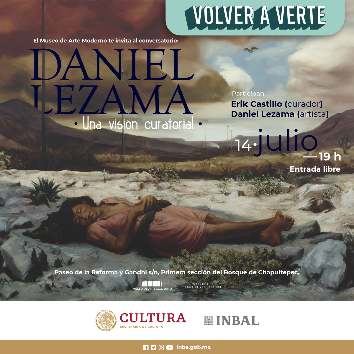 museoAmodernoMX's tweet photo. El pintor Daniel Lezama y el curador Erik Castillo nos acompañarán el próximo 14 de julio para conversar sobre la conceptualización de la exposición “Daniel Lezama. Vértigos de medio día”.
#DanielLezama
Te esperamos a las 19 h. Con Acceso gratuito. https://t.co/ECtkrMOGvY