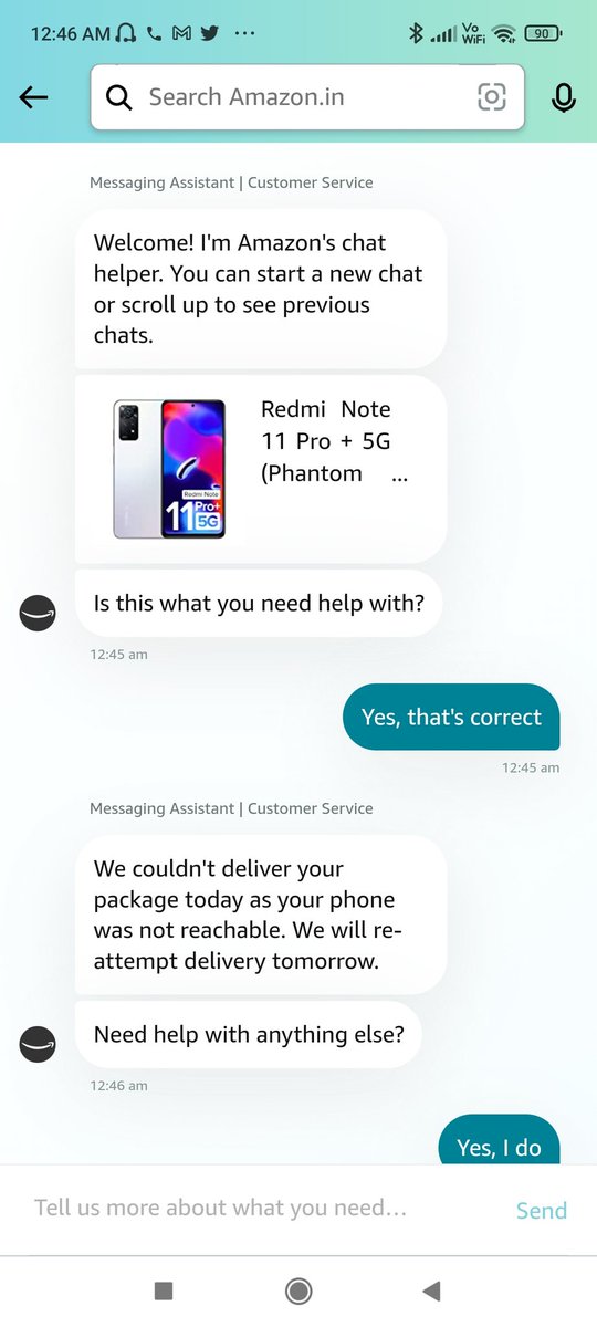 SasmitGhodke's tweet photo. See this @amazonIN @amazon 

You just try running everything through bots. This is not helpful. 

Even on phone just have to press number of options - all in vain. No resolution https://t.co/ETgBM6Tzn0